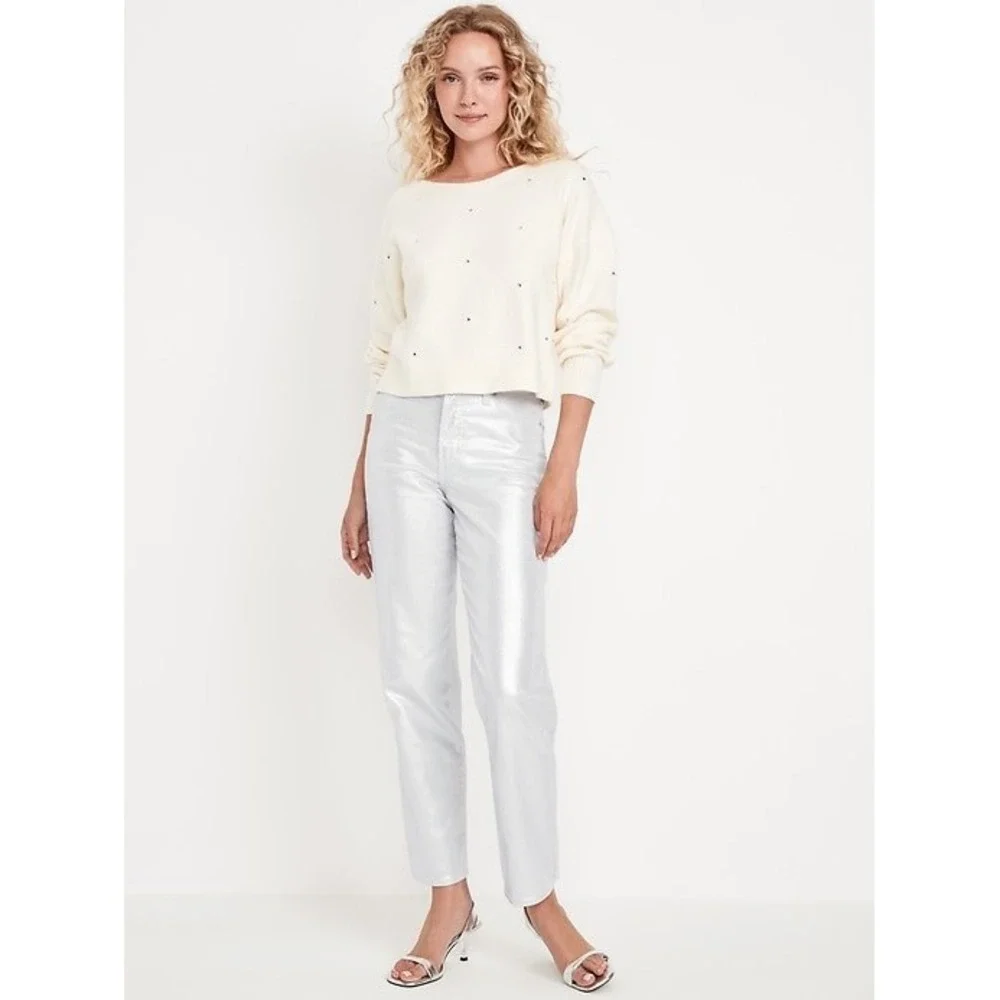 Old Navy -1336 NWT High-Waisted Silver Shine OG Loose Jeans Womens OG Size‎ 2